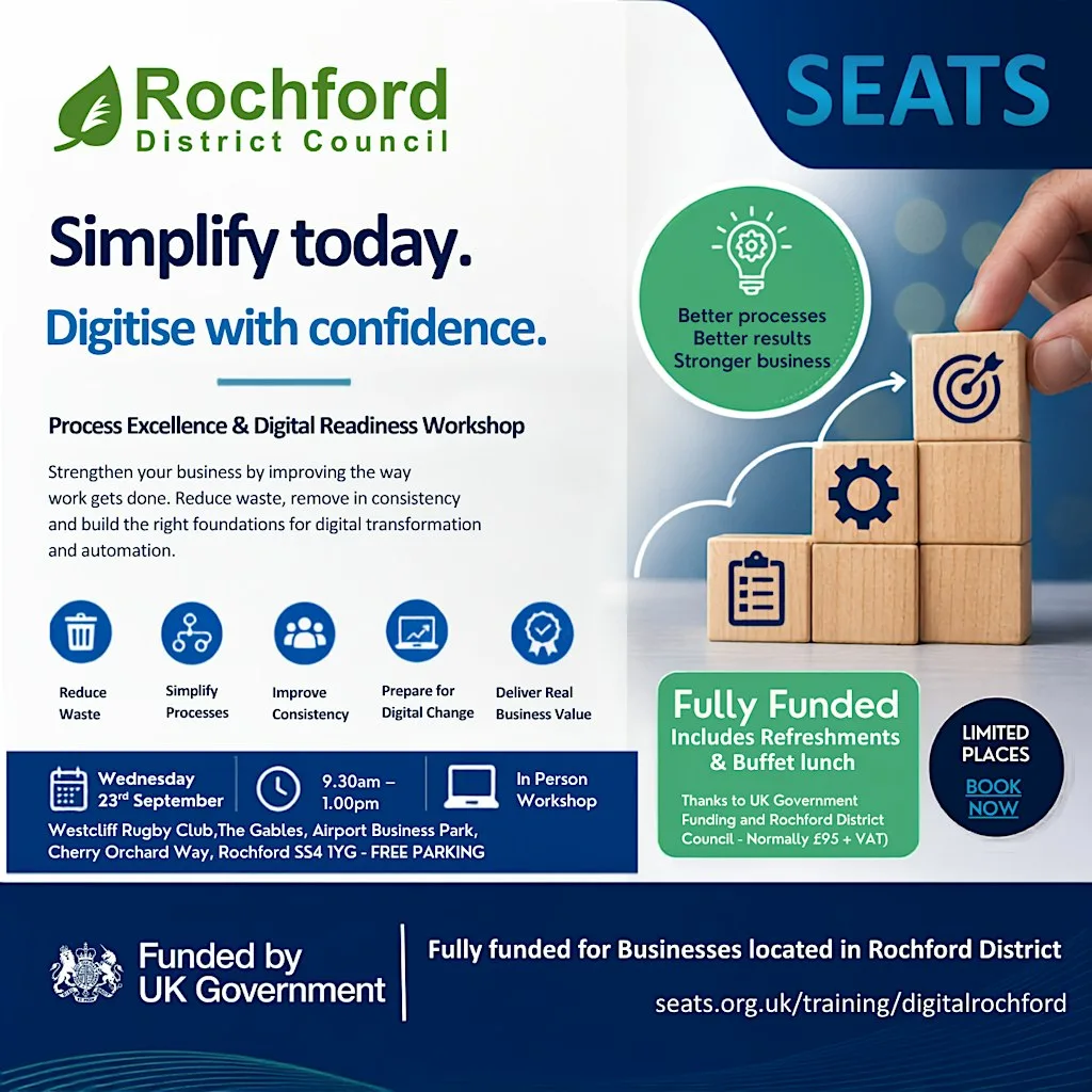 Process Excellence & Digital Readiness for Rochford District Businesses at Westcliff Rugby Football Club