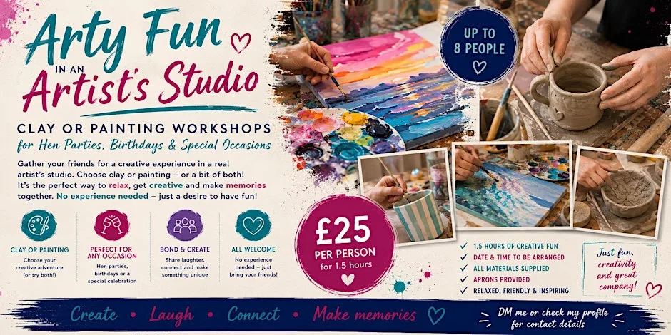 Clay or Painting Party in an Artist’s Studio | Groups up to 8 at Stephanie Fuller Gallery