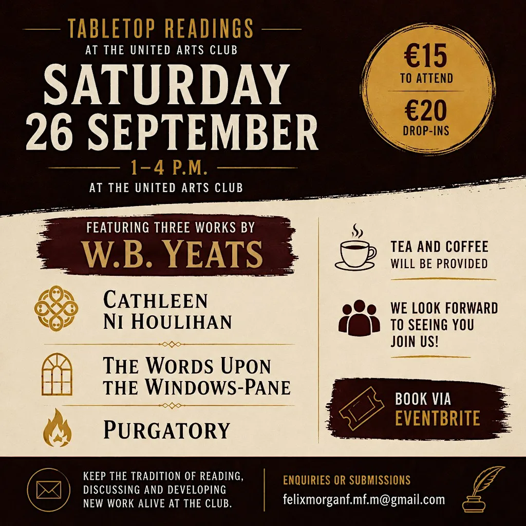 Tabletop Readings: W.B. Yeats at The United Arts Club