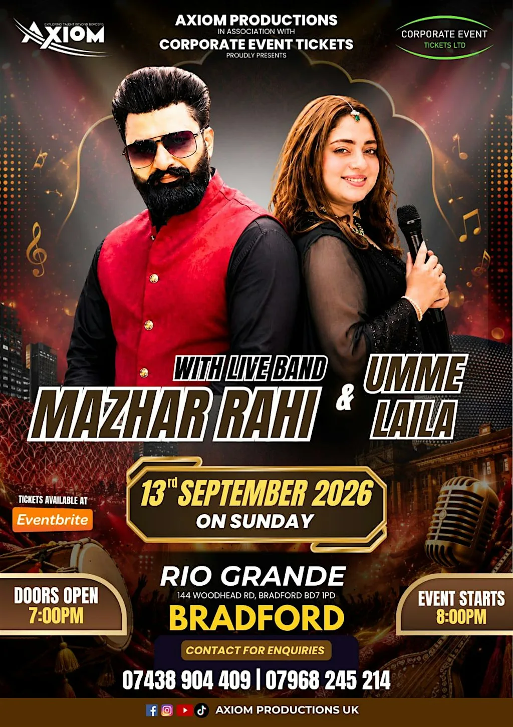 Bhangra King Mazhar Rahi with Live Band Live in Bradford Feat. Umme Laila at Rio Grande