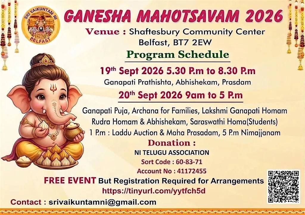 LORD GANAESHA CELEBRATIONS at Shaftesbury Community & Recreation Centre