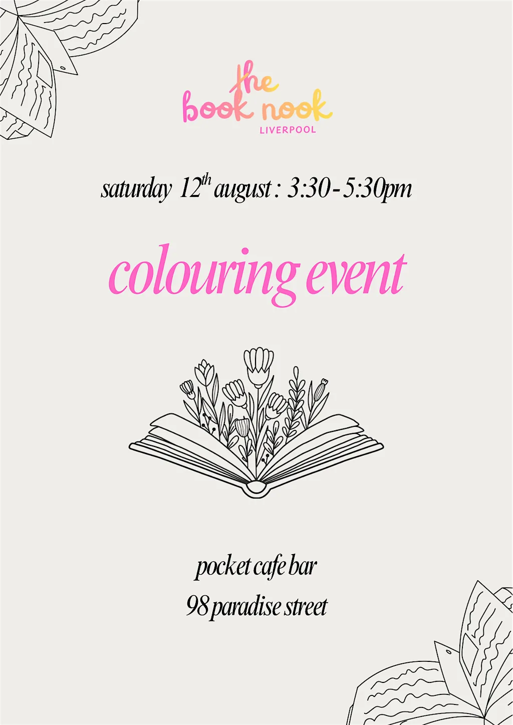 the book-nook colouring at Pocket cafe bar