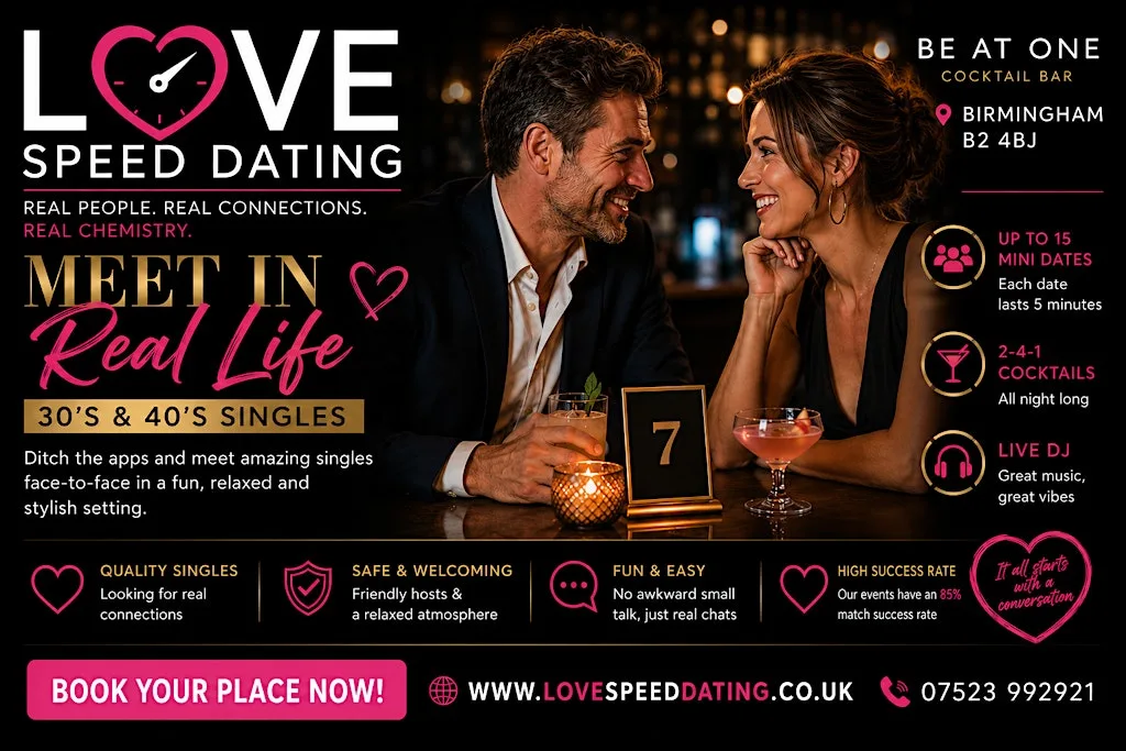 Speed Dating Singles Birmingham Ages 30's and 40's Be At One Cocktail Bar at Be At One - Birmingham