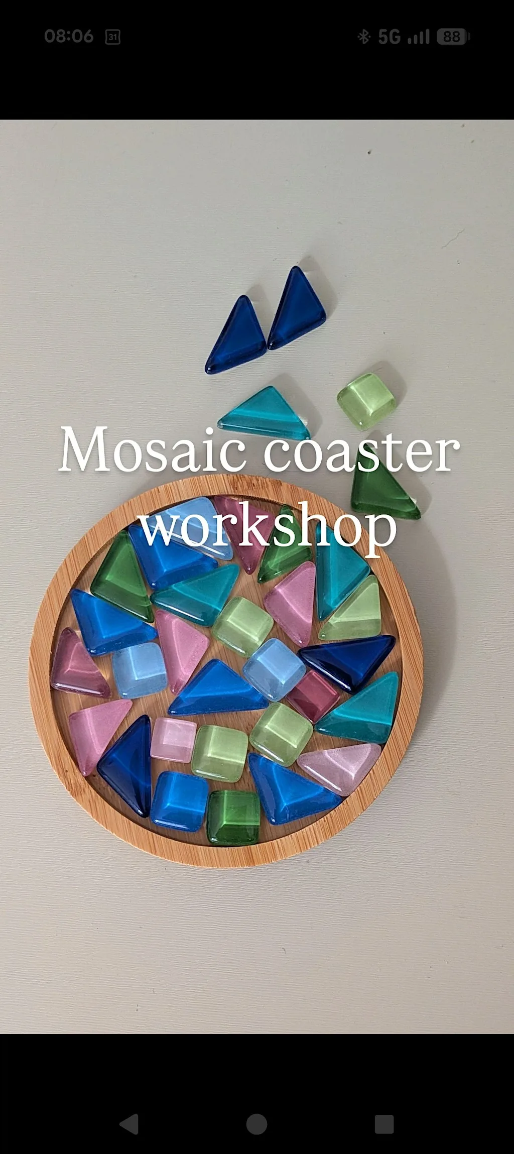 Mosaic coasters workshop (Nuneaton) at Rhubarb & Mustard Cafe