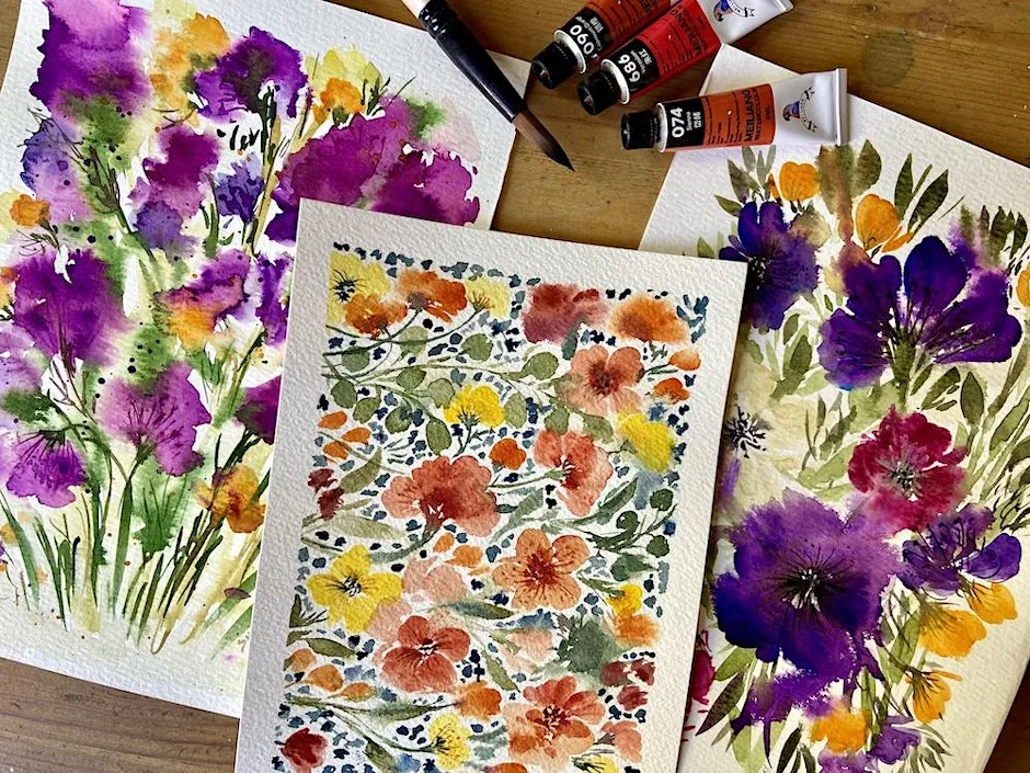 Paint Watercolour Flowers with Bridgend Artist Sue Hay at Carnegie House