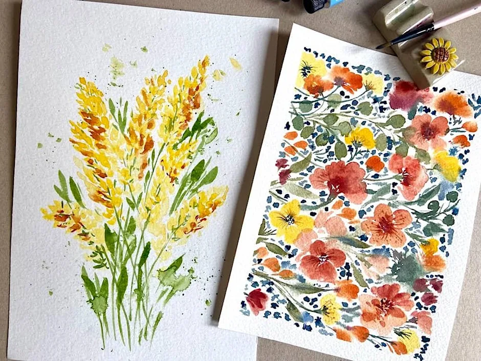 Paint Autumn Watercolour Flowers - 1 hour tutorial