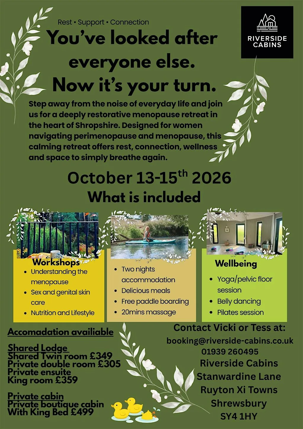 Women's Menopause & Wellbeing Retreat at Riverside Cabins