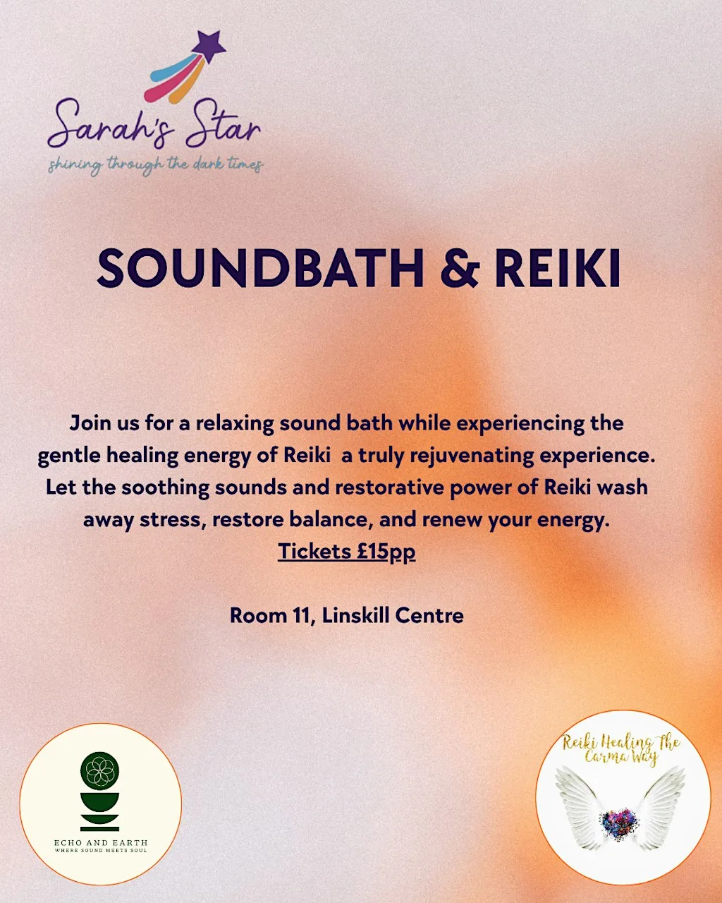 Reiki & Soundbath X Sarah's Star Charity at Linskill Centre