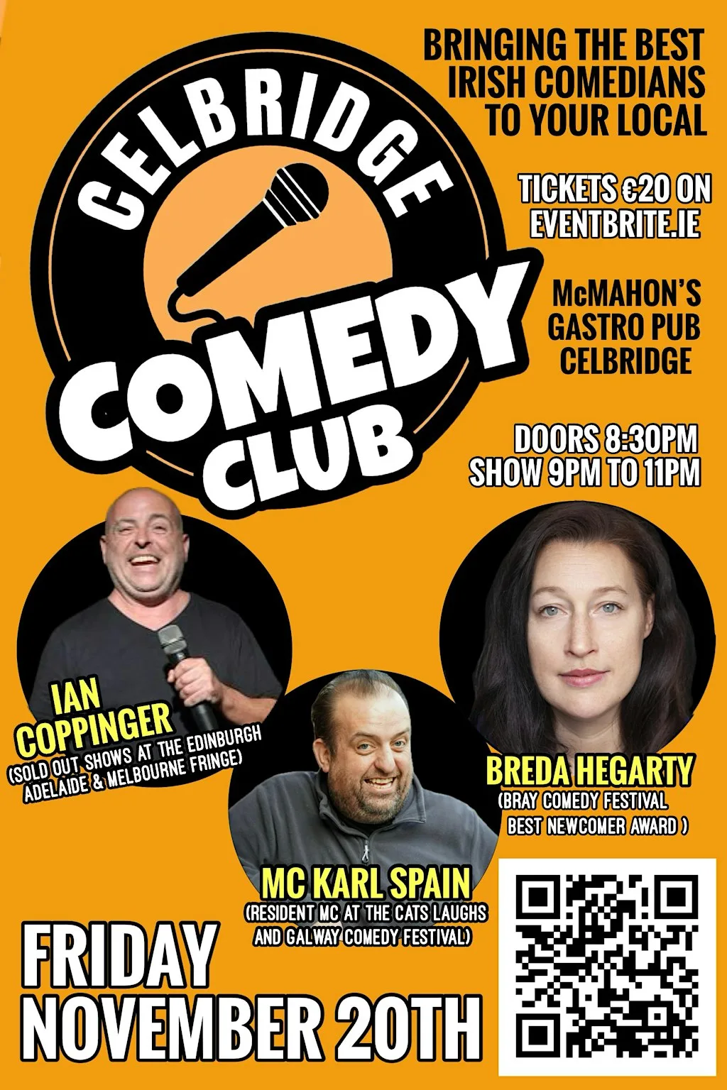 Celbridge Comedy club at McMahons Nov.20th