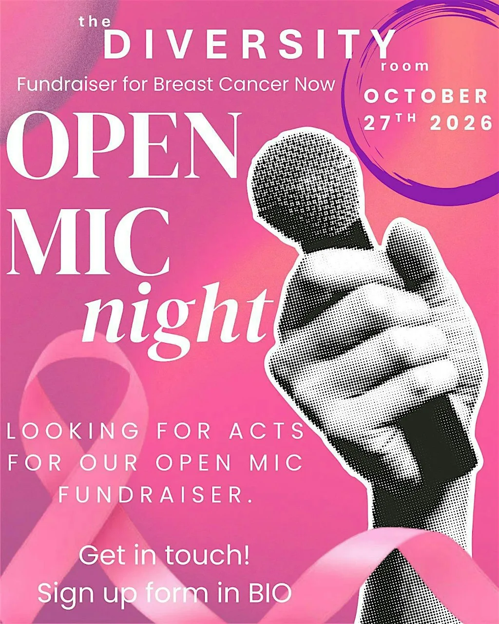 the DIVERSITY room's Open Mic Night for Breast Cancer Now at The Square Club