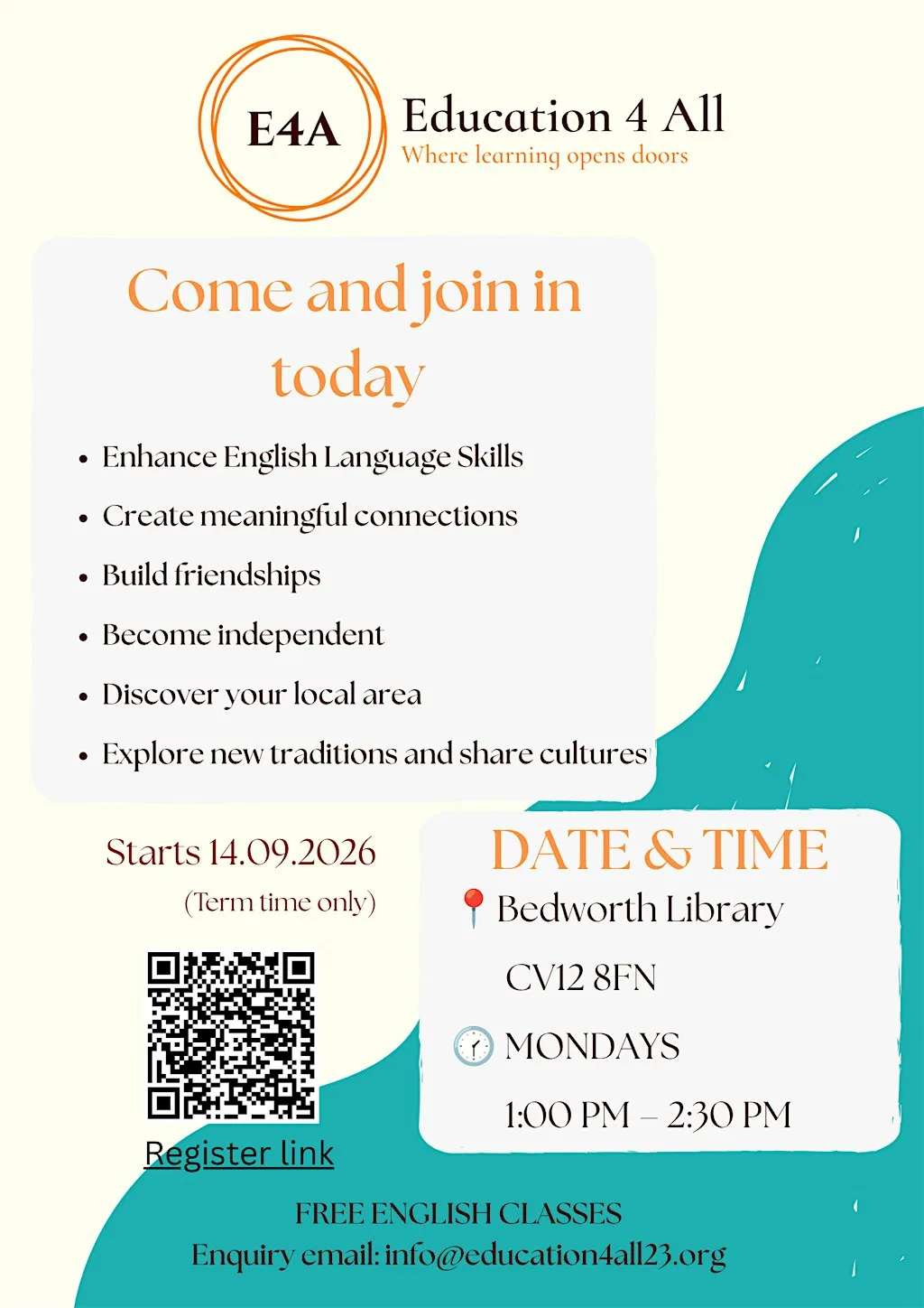 Free English Class in Bedworth Library