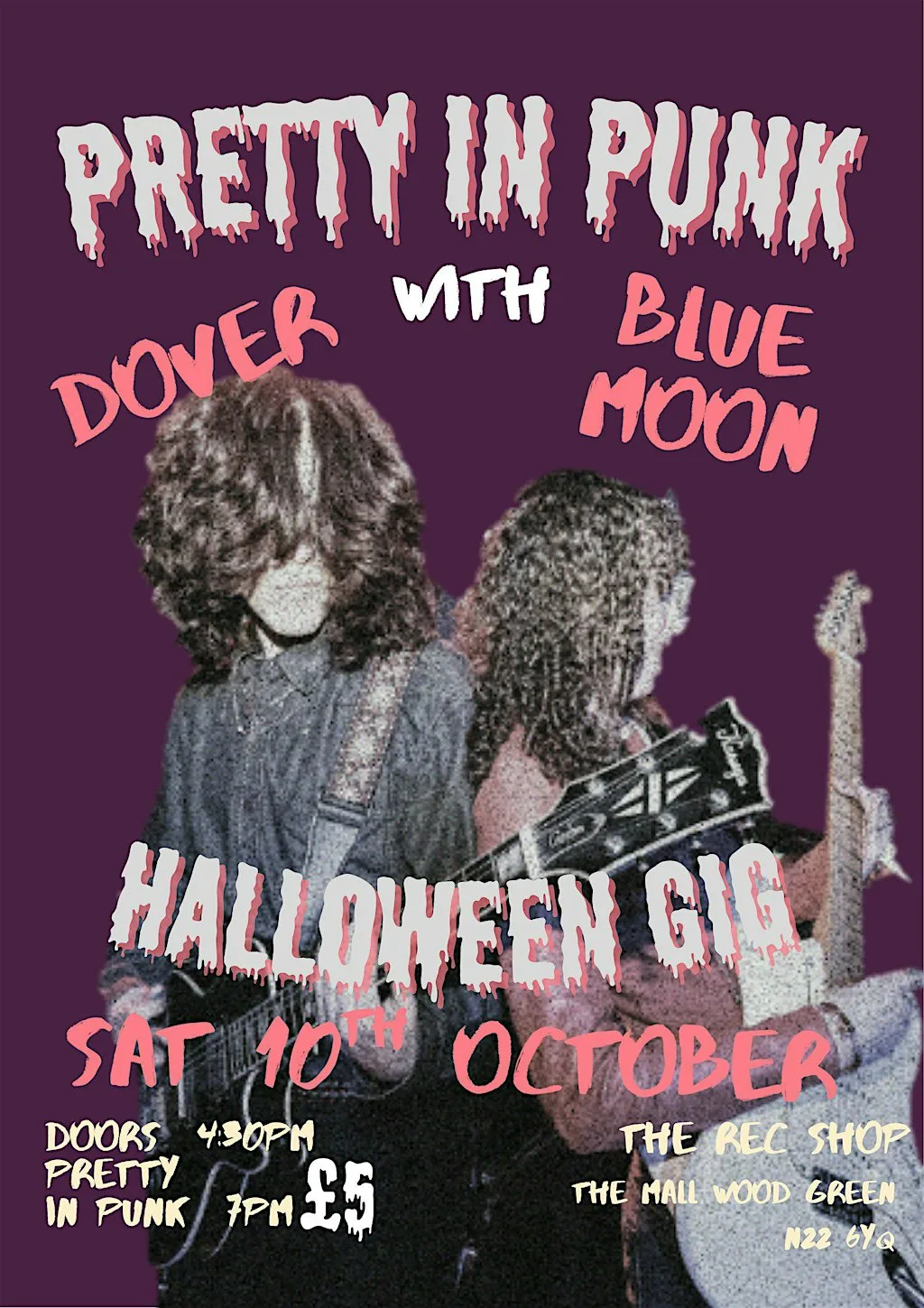 Pretty in Punk with Blue Moon and Dover, London Halloween gig, The Rec Shop at The Mall Wood Green