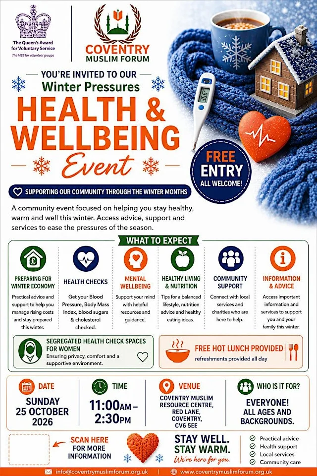 Health and Wellbeing event - Coventry (October 2026) at Coventry Muslim Resource Centre