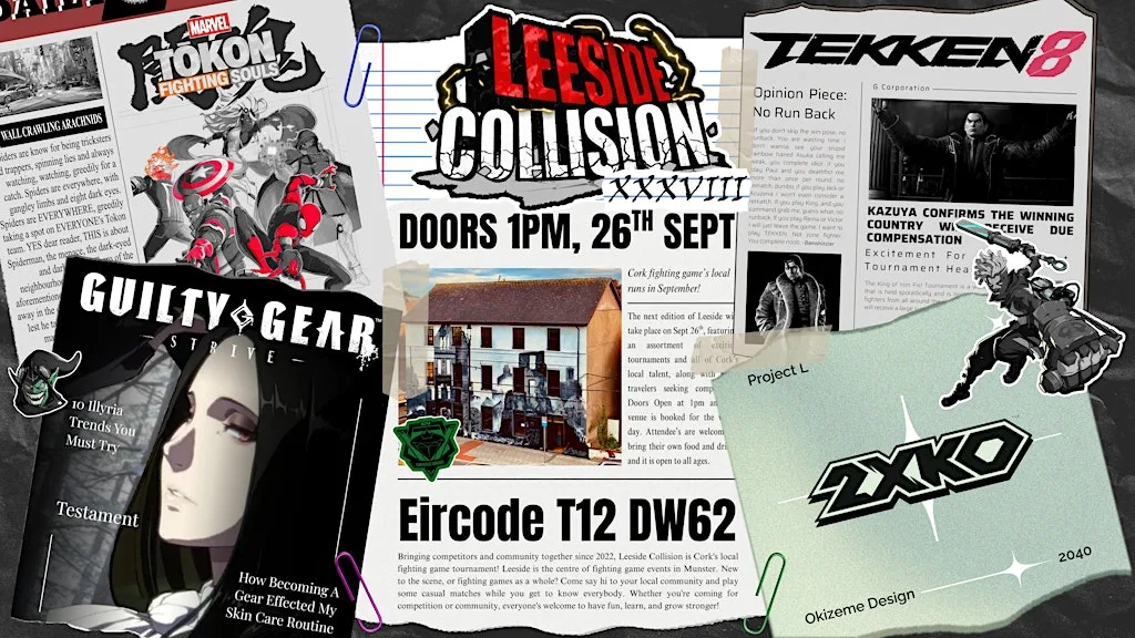 Leeside Collision XXXVIII: Fighting Game Tournament & Social Gaming Event at Middle Parish Community Centre, Grattan Street, Cork City, T12 DW62