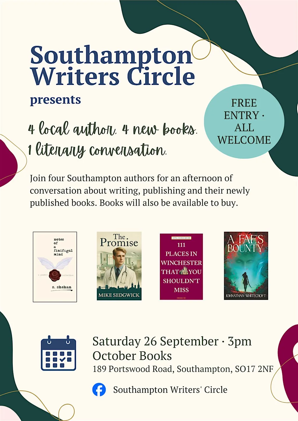 Southampton Writers’ Circle Presents: An Evening with Independent Authors at October Books