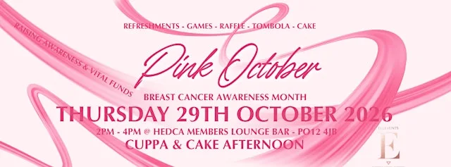 PINK CUPPA & CAKE AFTERNOON @ HEDCA MEMBERS LOUNGE BAR - GOSPORT - PO12 4JB