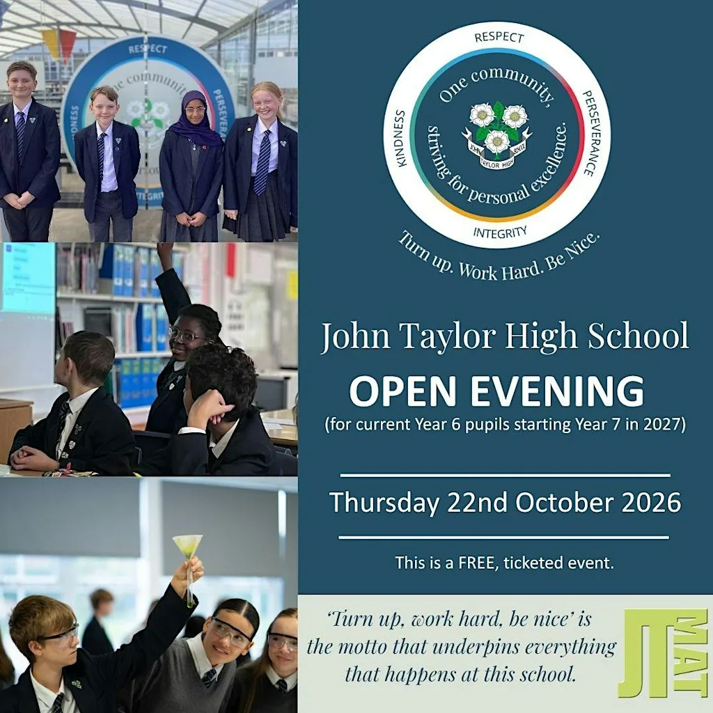 John Taylor High School Open Evening 2026 at John Taylor High School