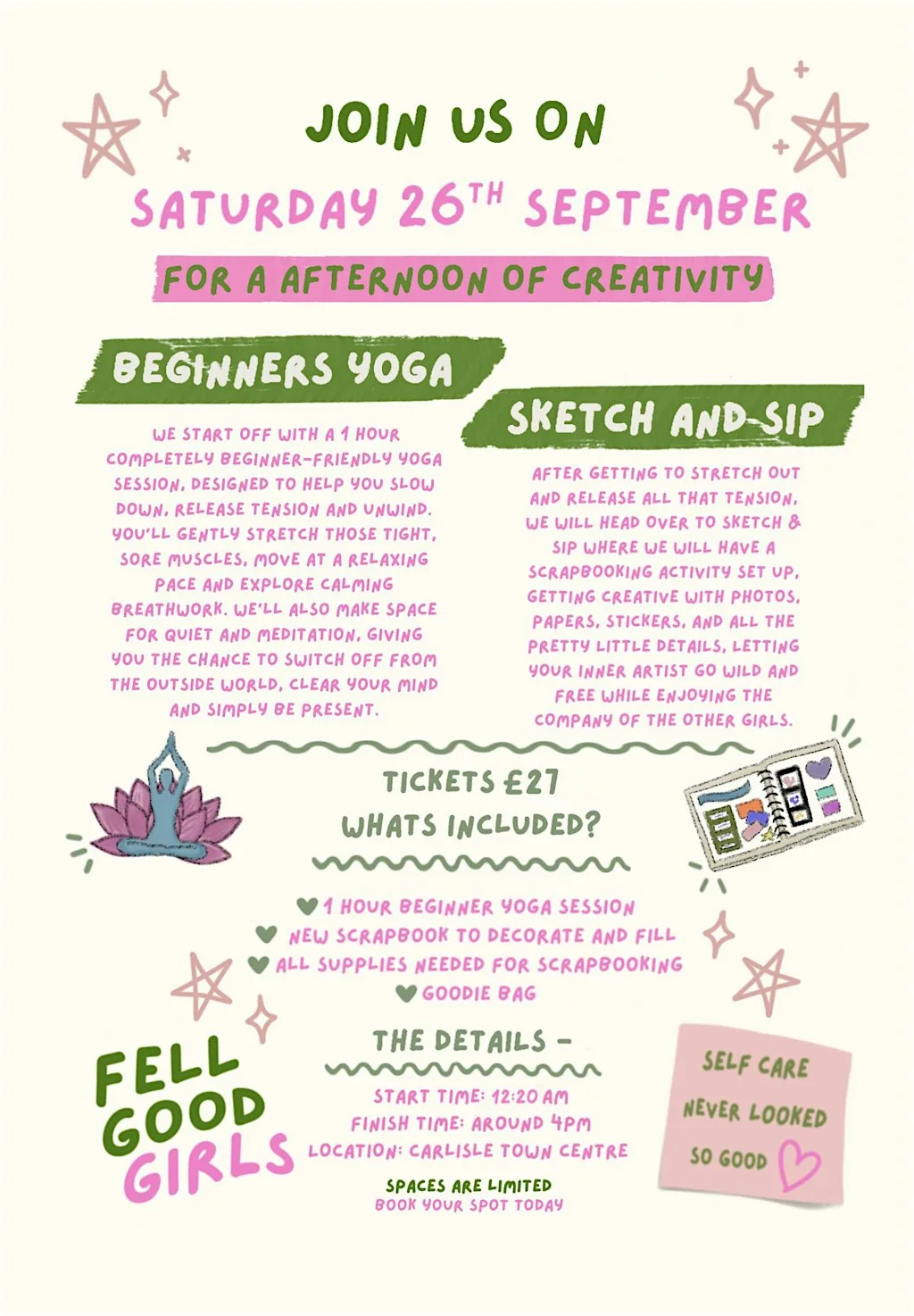 Afternoon of creativity at The yoga studio Carlisle