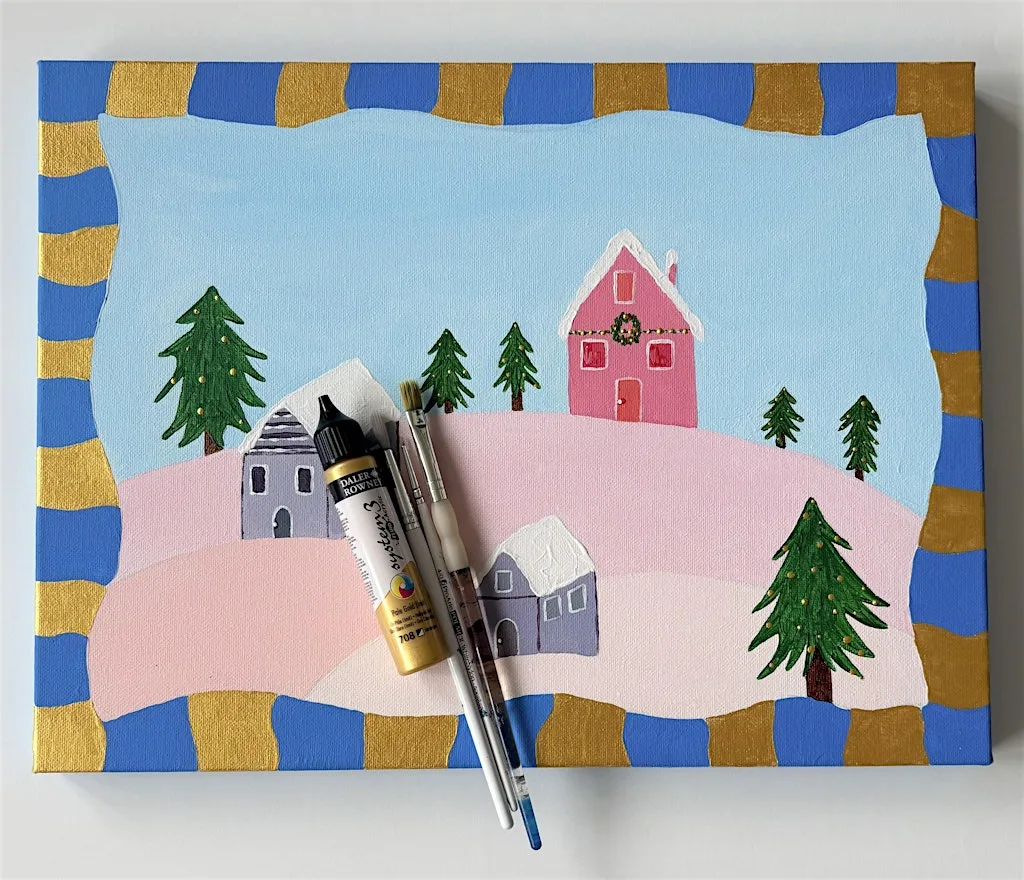 Bubbles and paint- Snowy village