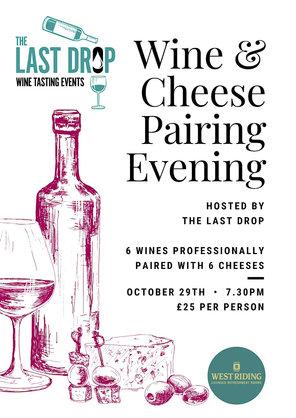 Wine & Cheese pairing evening at West Riding Refreshment Rooms