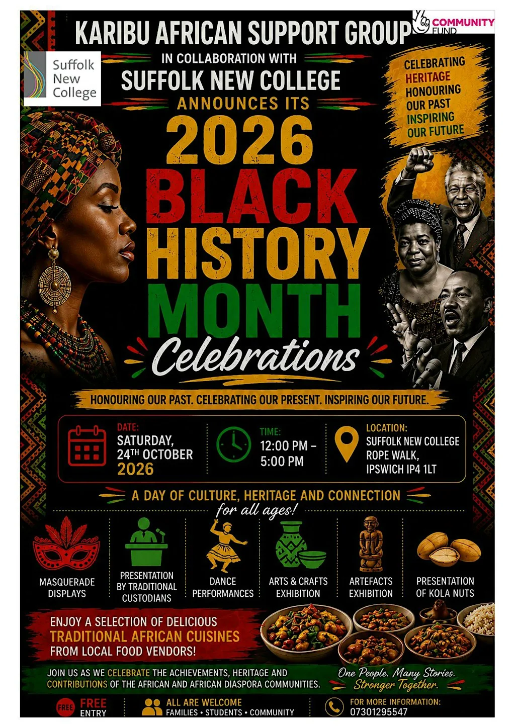 Karibu African Support Group Black History Month Celebration 2026 at Suffolk New College