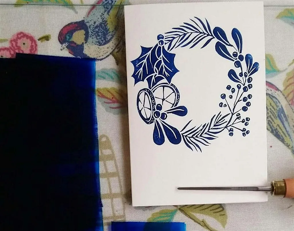 Festive Themed Lino Printing with Printmaker Sarah Bennett at 7 Baxtergate