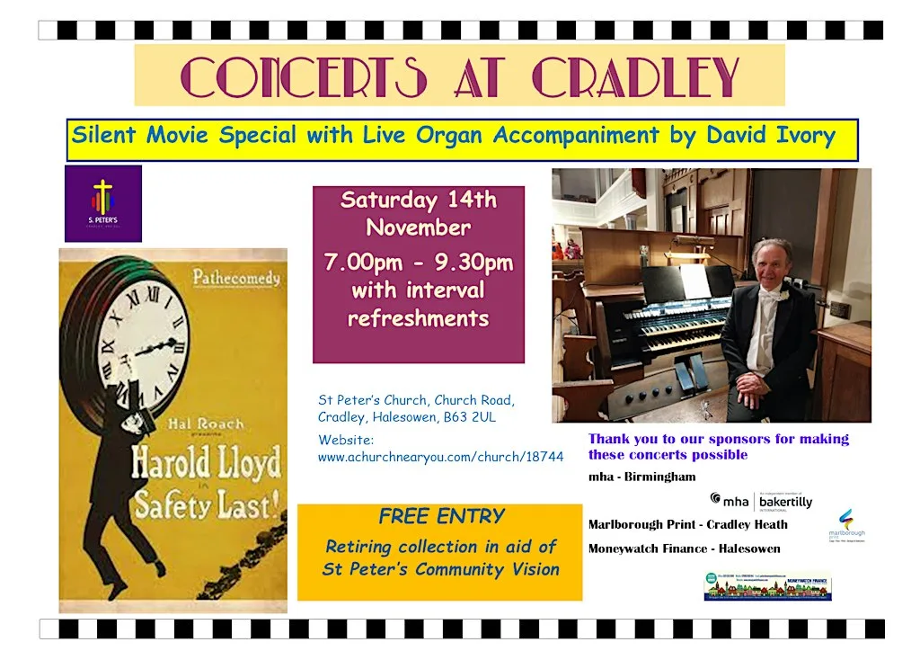 Saturday Night at the Silent Movies "Safety Last" - Concerts at Cradley