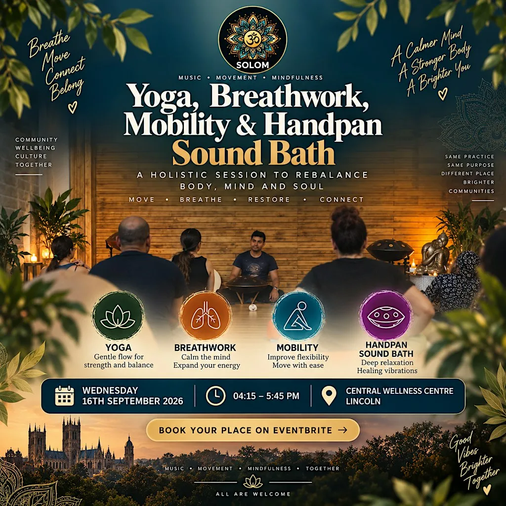 Solom Yoga , Breathart and handpan Sound Workshop LINCOLN at Central Wellness