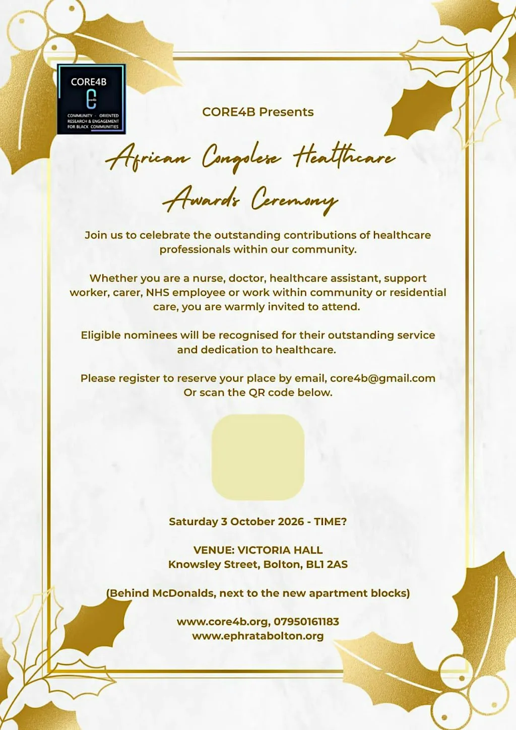 Awards Ceremony African Congolese Healthcare Professionals at 37 Knowsley St