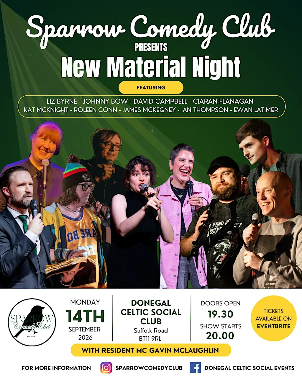 Sparrow Comedy Club at Donegal Celtic Football and Social Club
