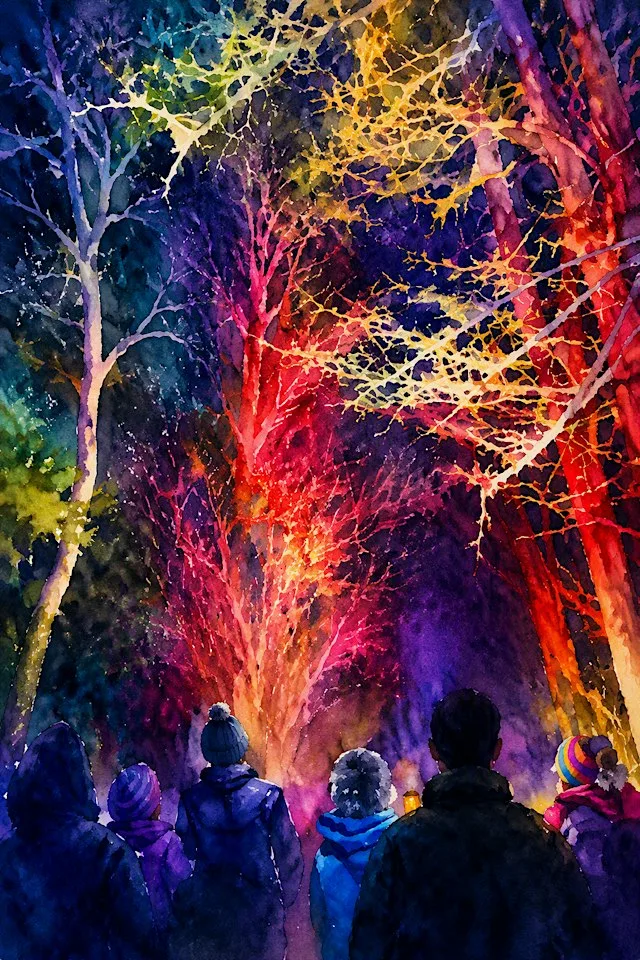 Trees in the torchlight