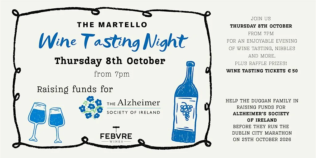 The Martello Wine Tasting Night for Alzheimer's Ireland at The Martello Hotel