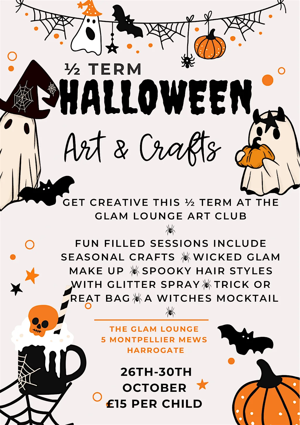 Monday 1/2 term Halloween Art & Makeup workshop at The Glam Lounge