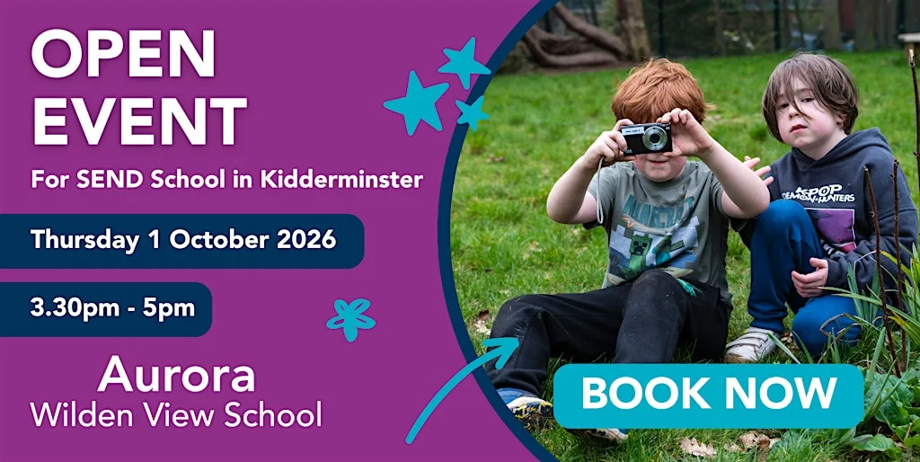 Aurora Wilden View School Open Event - Thursday 1 October 2026 at Aurora Wilden View School, Aurora, Worcester Road, Torton Lane, Hartlebury, Kidderminster