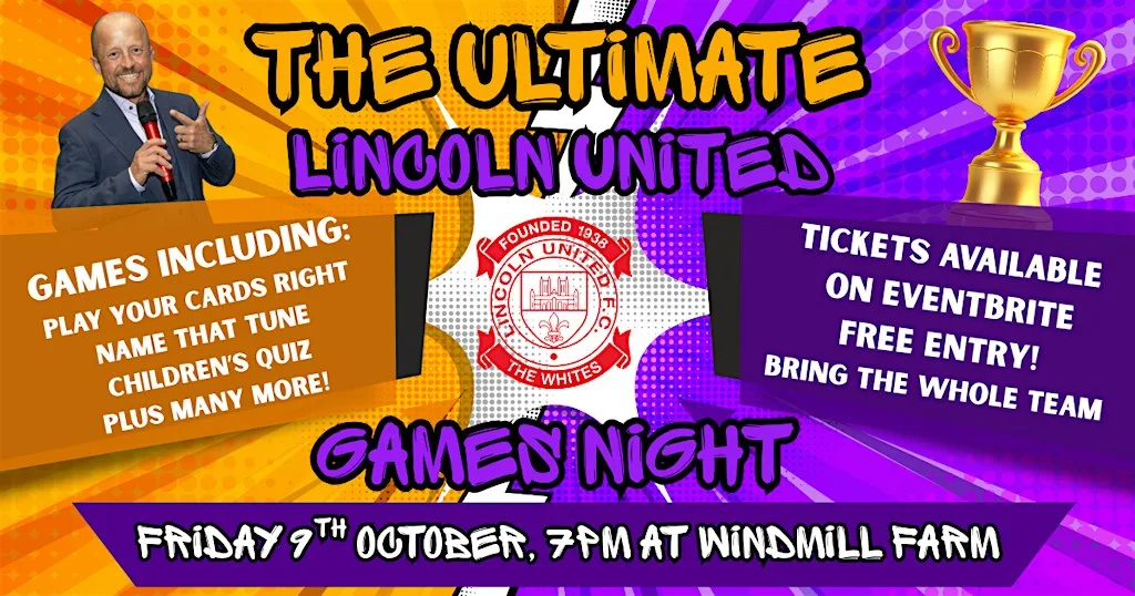 Lincoln United Juniors - Ultimate Games Night at Windmill Farm - Dining & Carvery