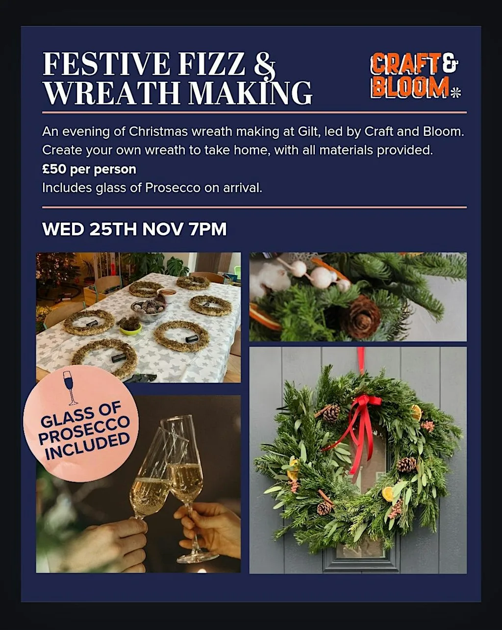 Festive Fizz and Wreath Making @ Gilt West Bridgford