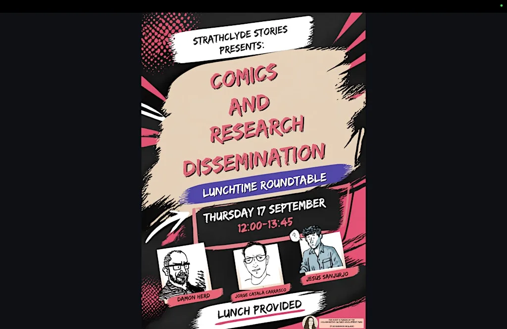 Lunchtime Roundtable: Comics and Research Dissemination at Mandela Auditorium, Strathclyde Students' Union