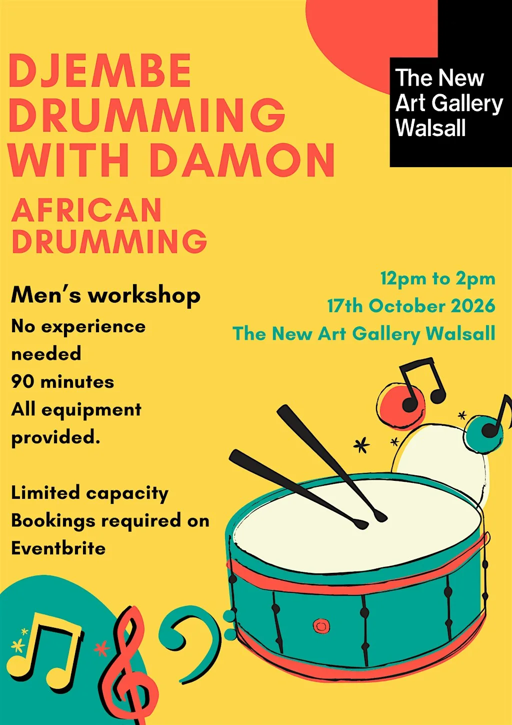 Djembe drumming with Damon, Men's workshop