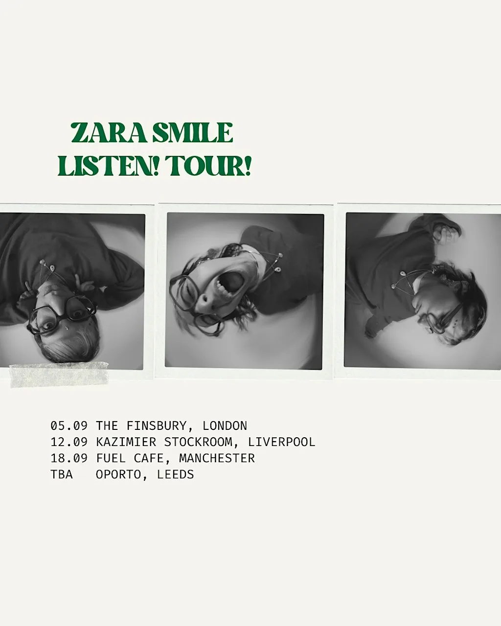 Zara Smile Listen! Tour! at Kazimier Stockroom