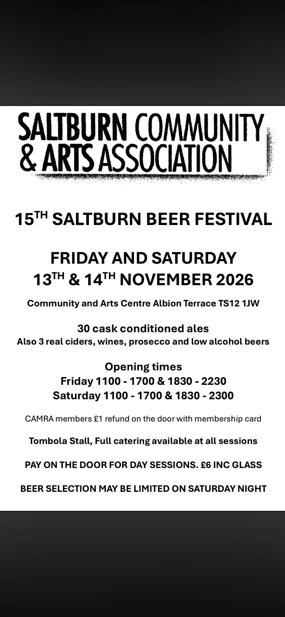 15th Annual Saltburn Beer Festival - Friday Evening at Saltburn Community Hall