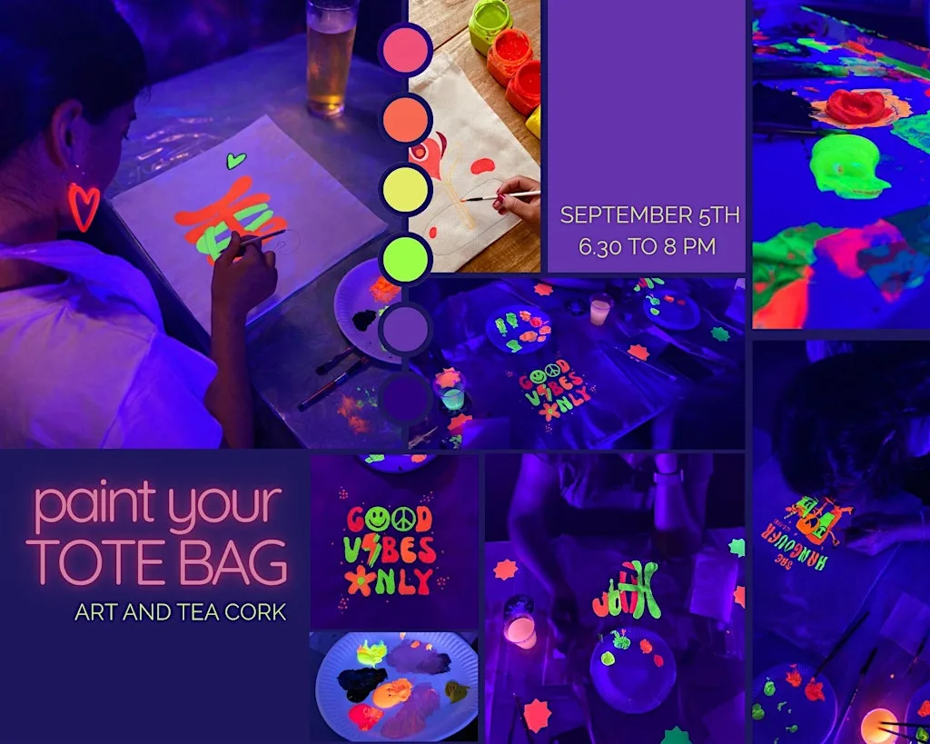 Paint your own tote bag - Neon Paint Experience at Arts at Civic Trust House