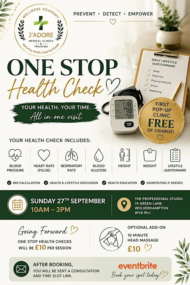 J’Adore One Stop Health Check – FREE Launch Pop-Up Clinic