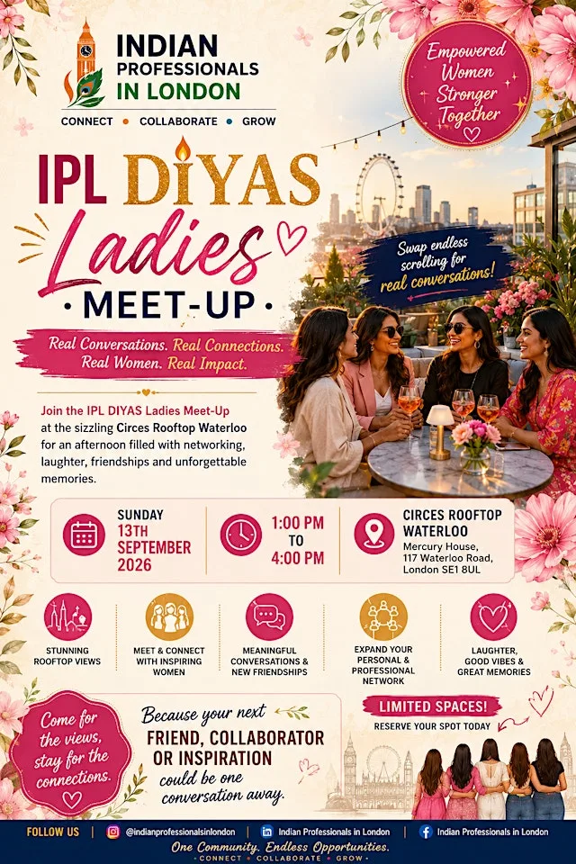 Indian Professionals in London Womens Meetup - Stunning Rooftop Views at Circe's Rooftop Waterloo