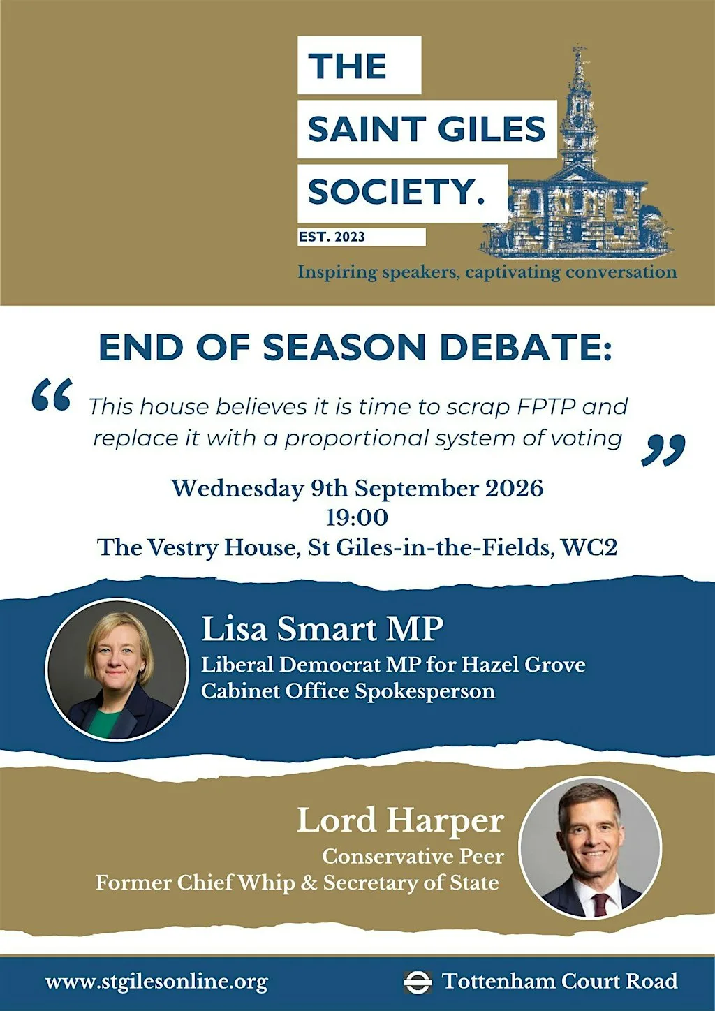 St Giles Society | 9 Sep at 6pm | End of Season Debate at St Giles in the Fields, Saint Giles High Street, London