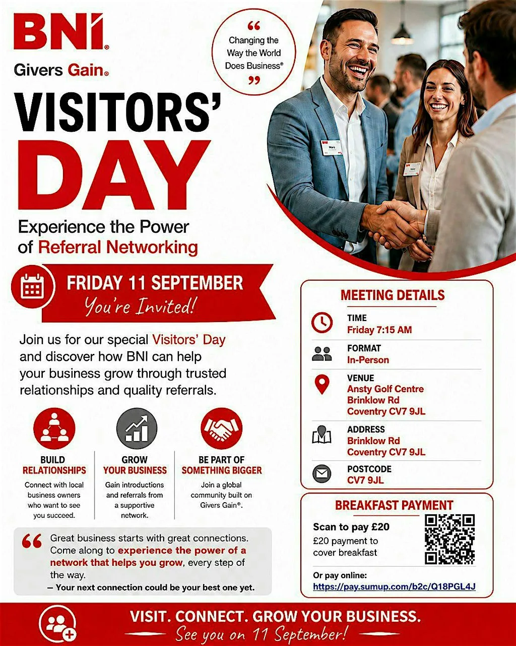 BNI Brinkstonley Visitors Day at Ansty Golf Centre