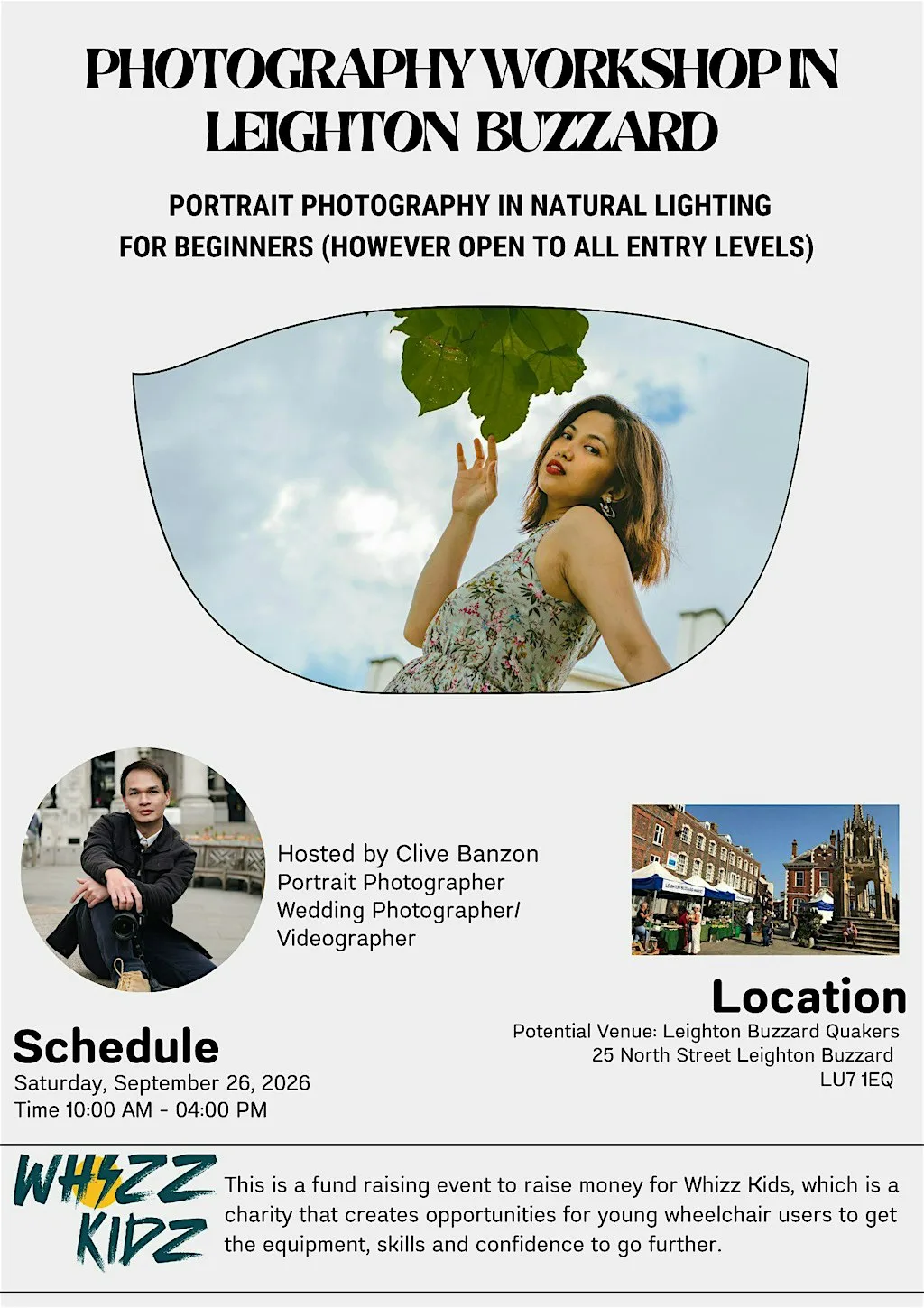 Portrait Photography Workshop, a fund Raising Event for Whizz Kidz