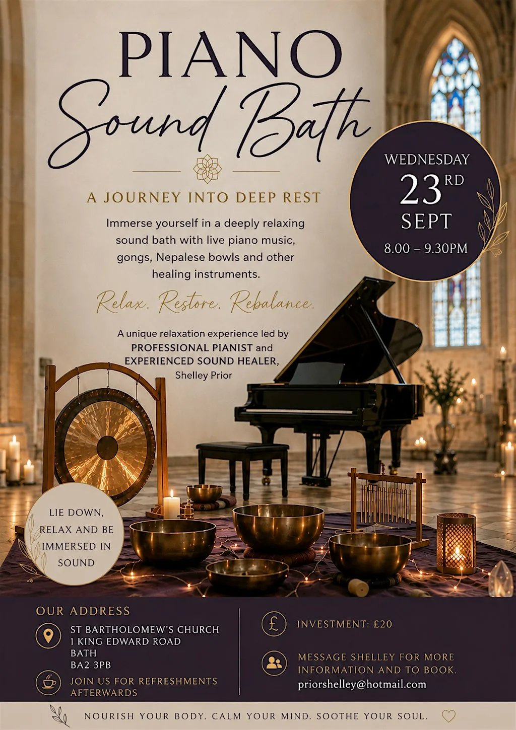 Piano Sound Bath at St Bart's Church