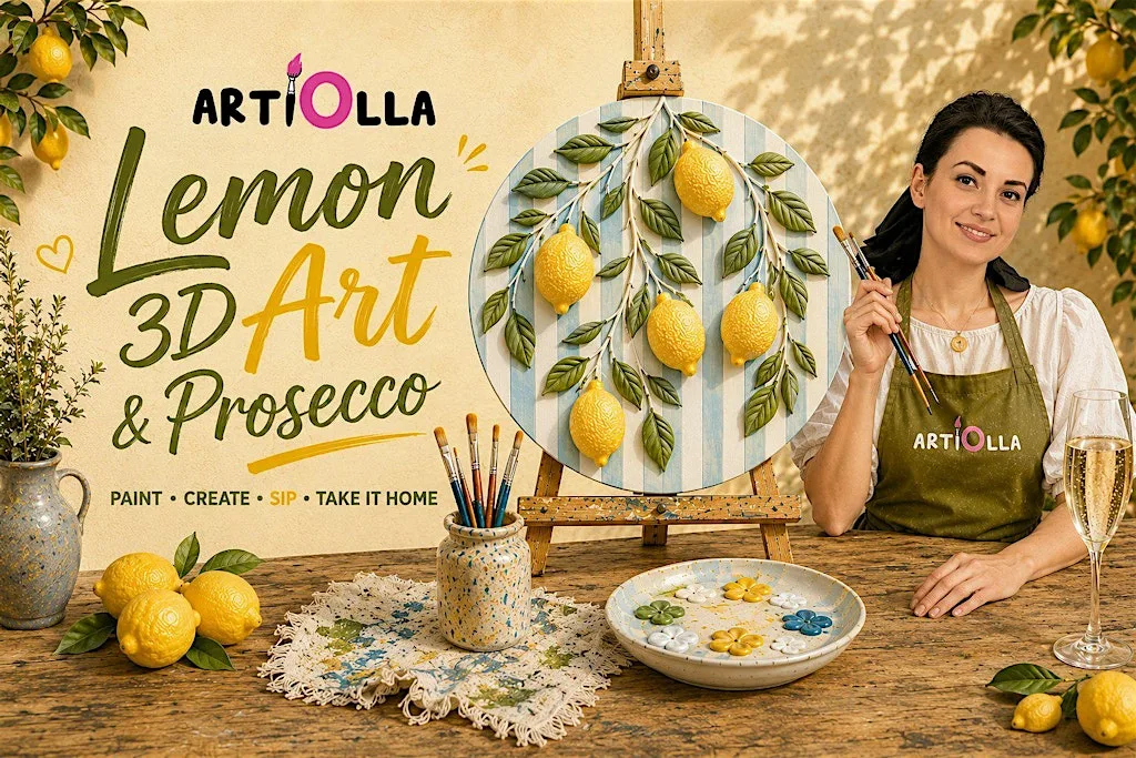 Lemon 3D Art & Prosecco Workshop | Paint & Sip Dublin at Hub on the Hill