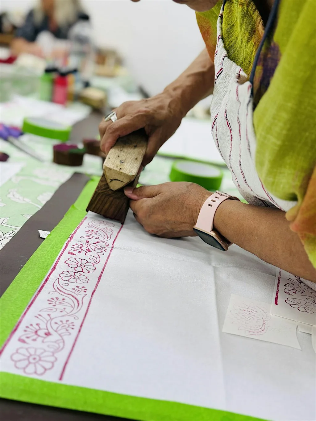 Indian Woodblock Printing Workshop ~ Tea Towel & Greeting Card