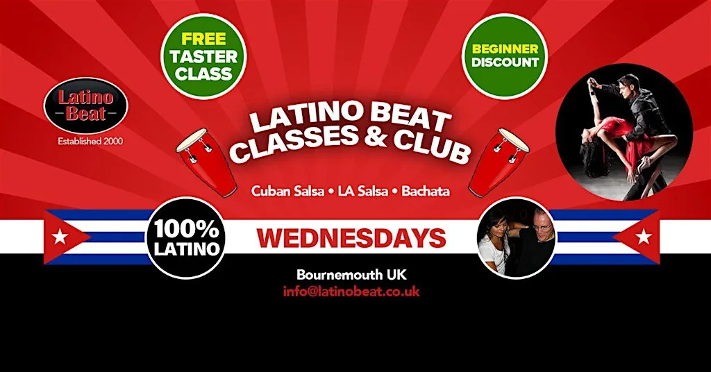 Latino Beat Salsa Bournemouth Classe & Social WED 9 SEP Queens Hotel
